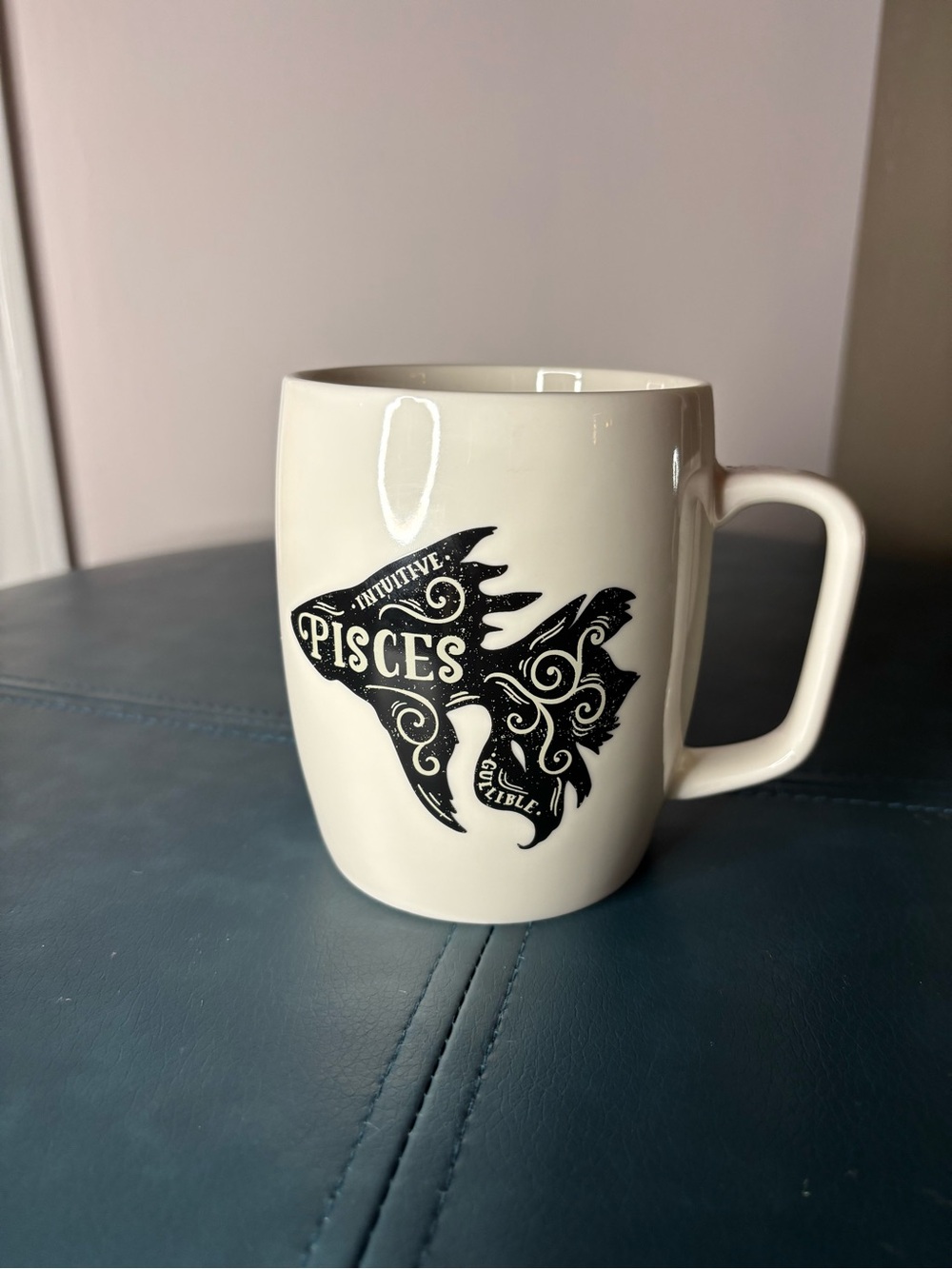 Threshold White Ceramic Mug with Black Logo Pisces